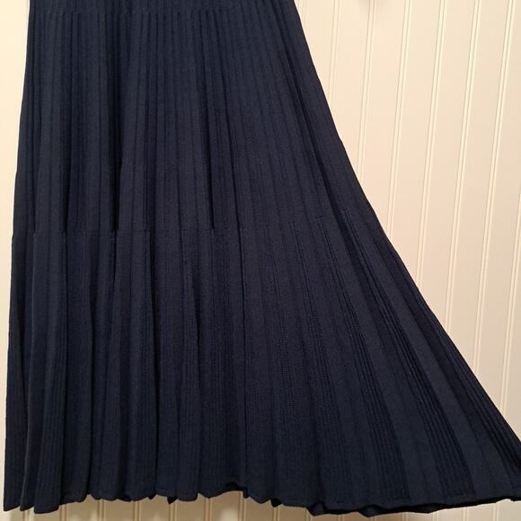 Jason Wu Collection Dress Womens S Navy Blue Ribbed Pleated Half Sleeve Pullover - Picture 12 of 16